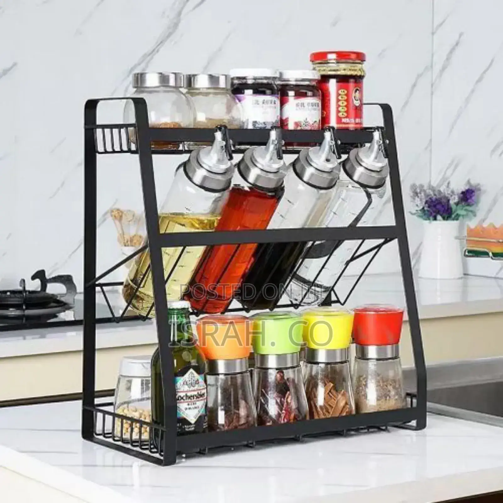3-Tier Kitchen Spicerack Condiment Storage Seasoning Pantry