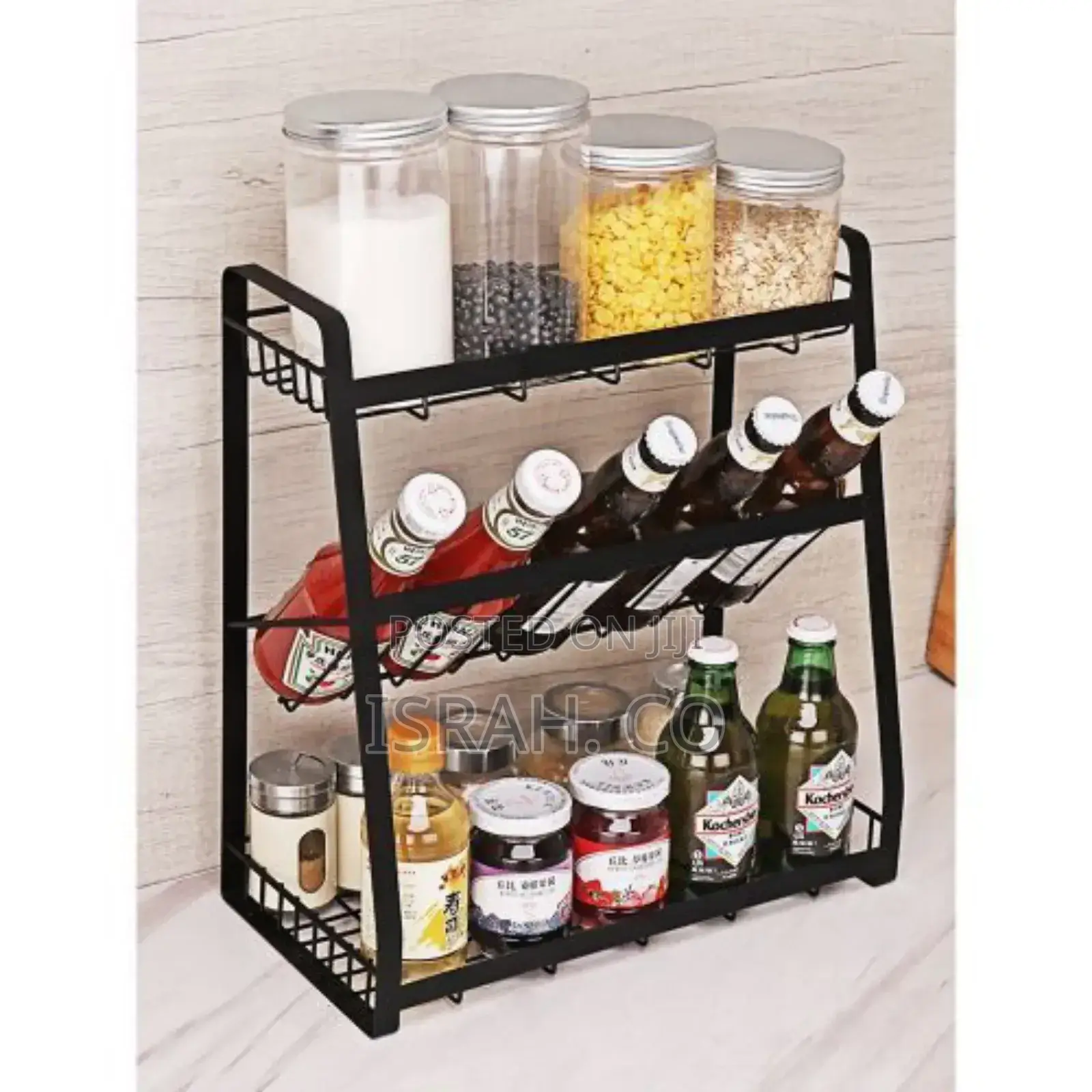 3-Tier Kitchen Spicerack Condiment Storage Seasoning Pantry