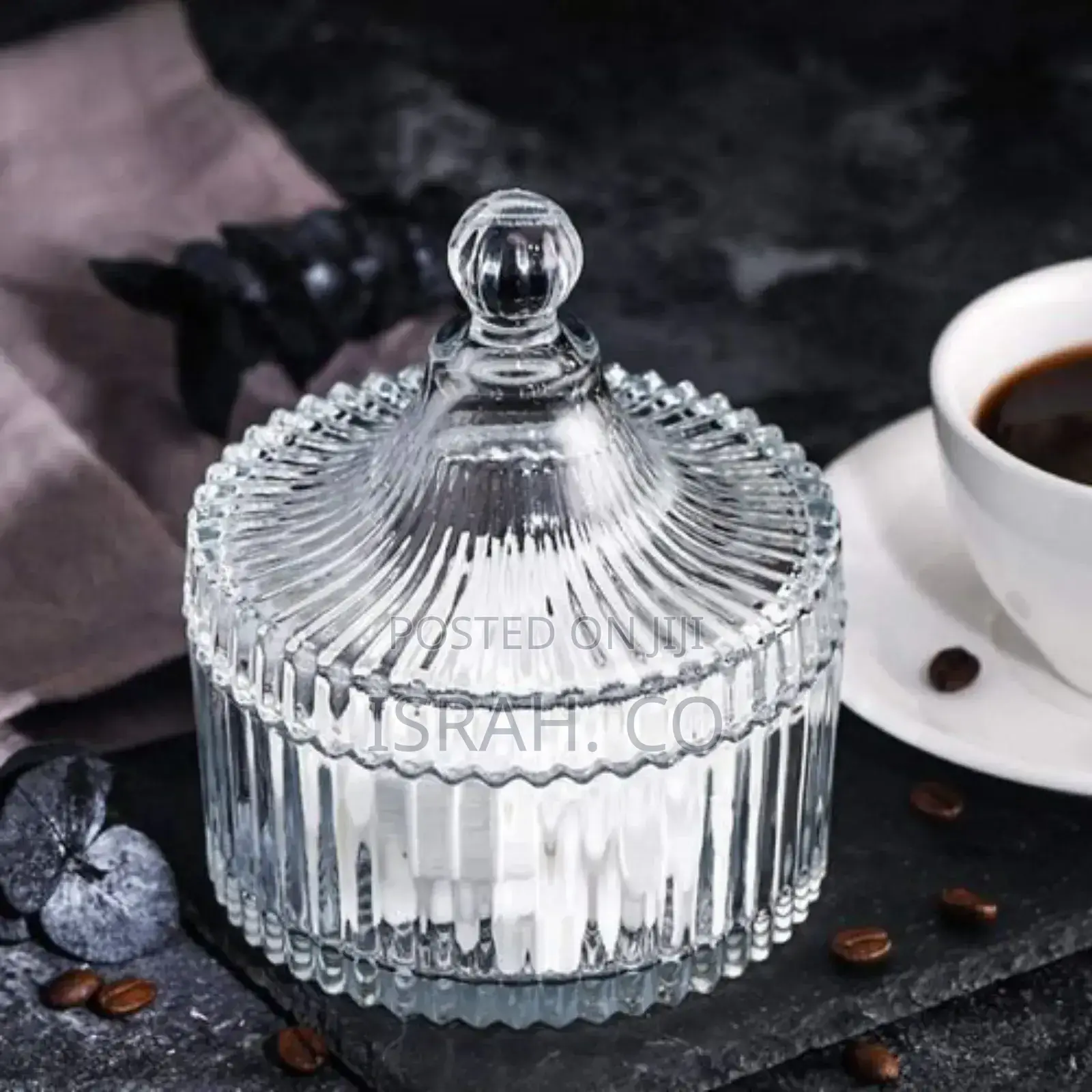 Lined Glass Sugar Bowl- Colorless