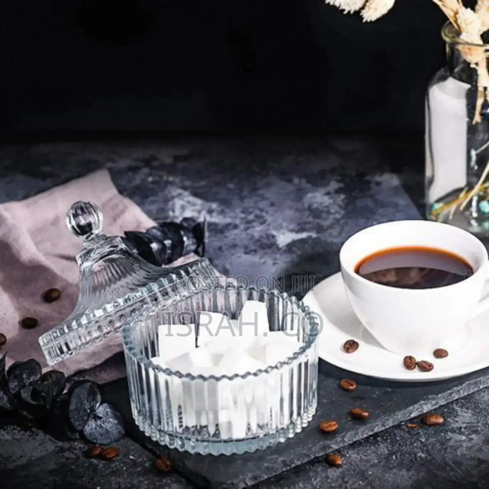Lined Glass Sugar Bowl- Colorless