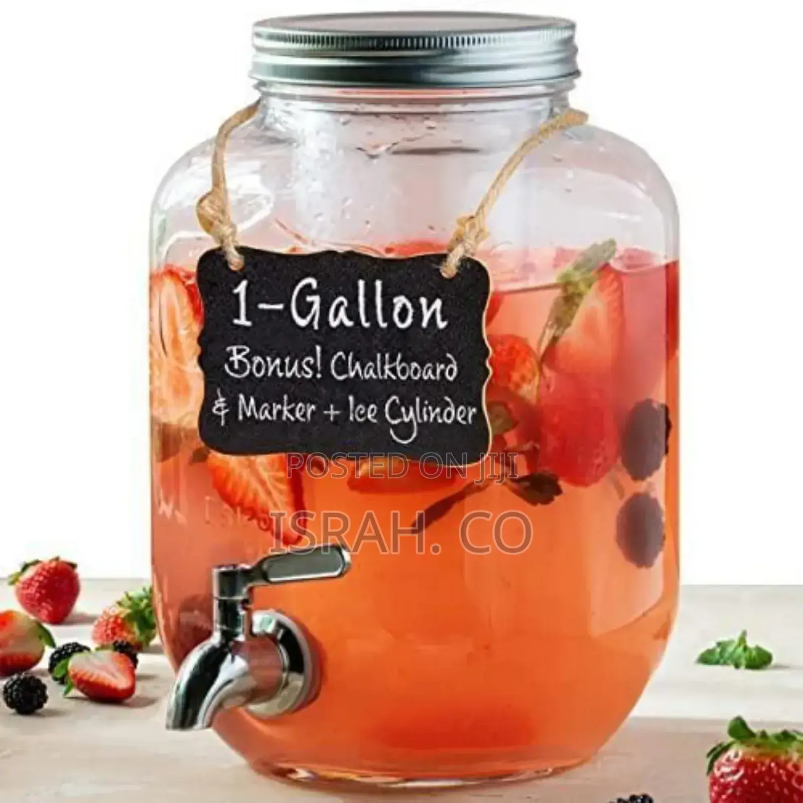 8L Glass Beverage Dispenser With Scroll Iron Stand,