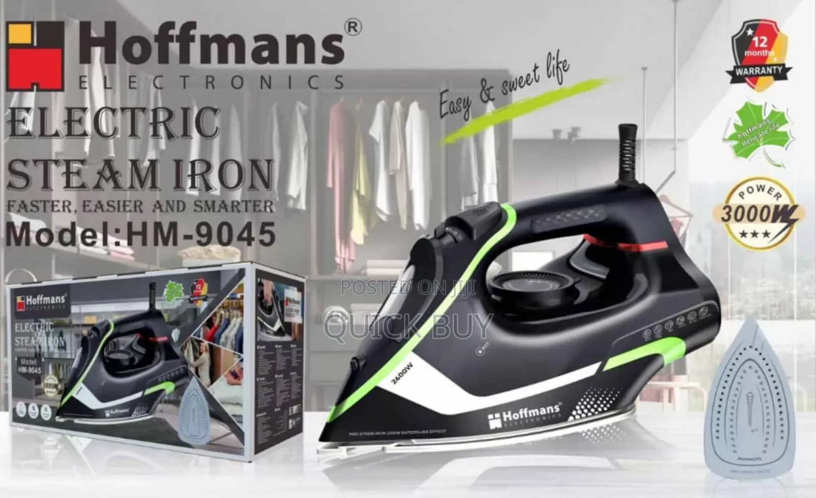 Hoffmans Electric Steam Iron-New