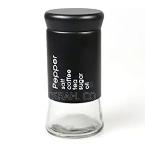 2 Pc Steel and Glass Pepper and Salt Shaker Set-Black 