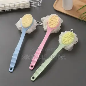 Soft Hair Double Sided Bath Brush Sponge WTH Long Handle
