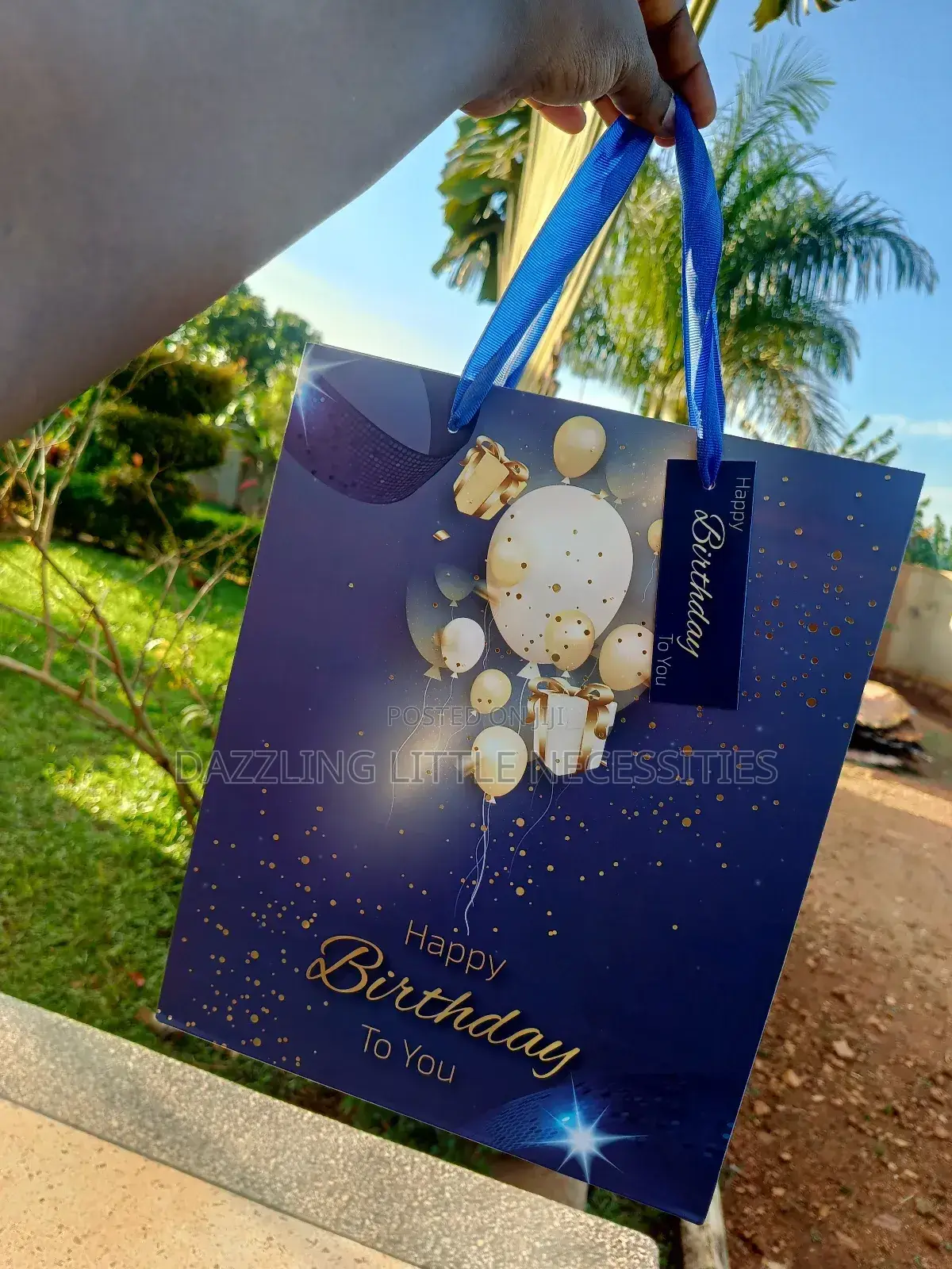 Aqua Birthday Gift Bag - Blue (Medium)