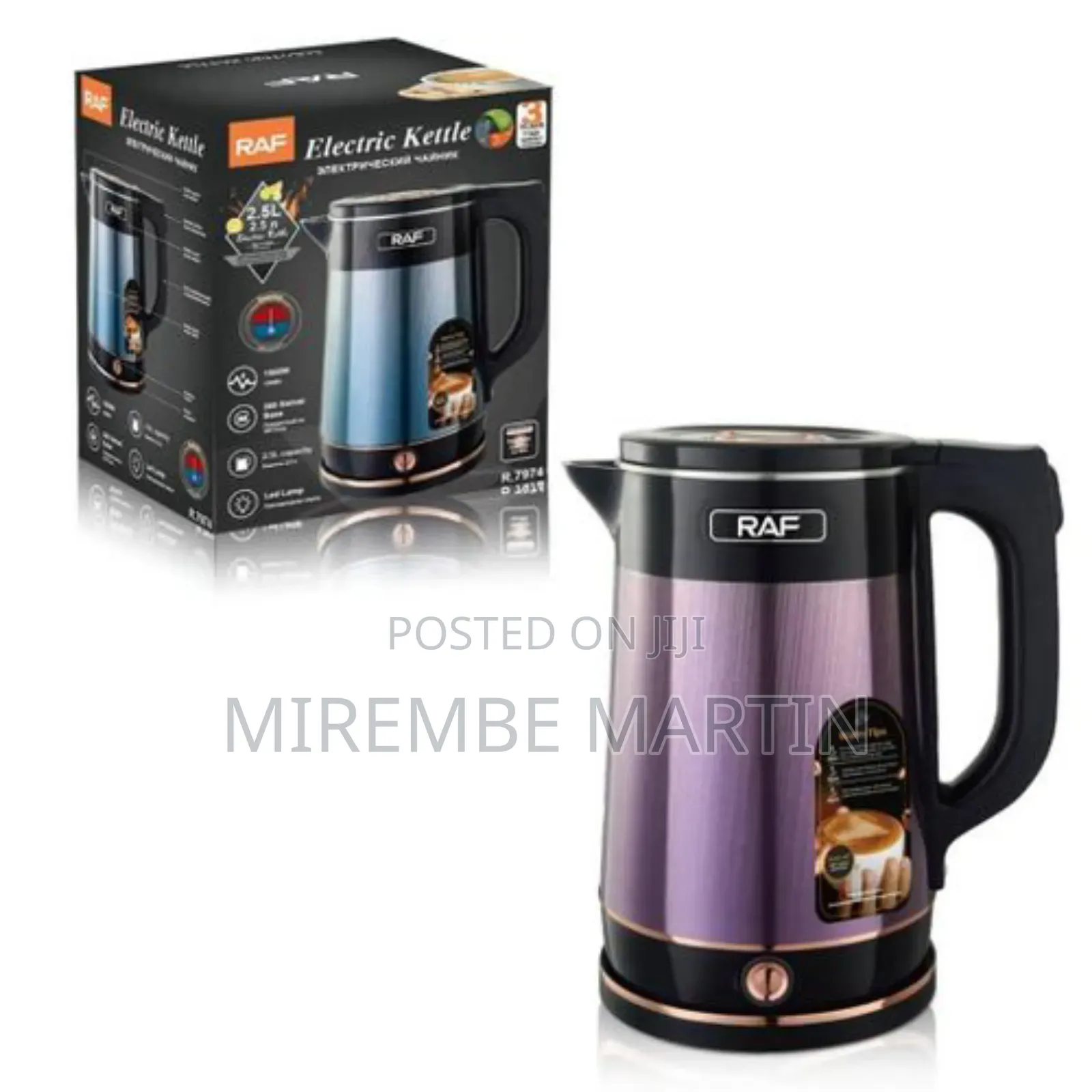 RAF 2.5 Litre Kettle With Led Lamp 1500W Boiler Pot