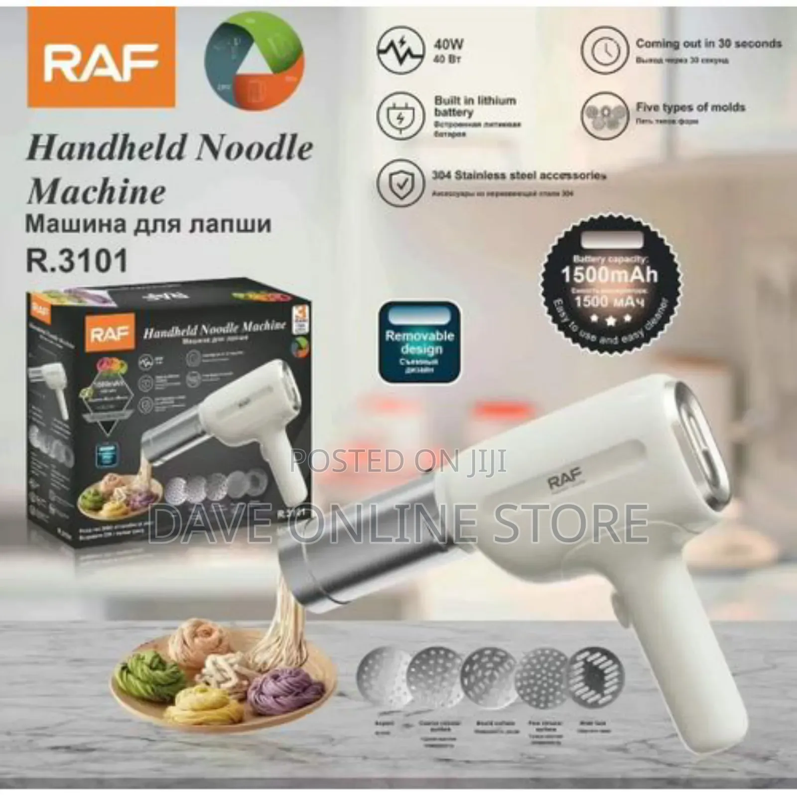 RAF Handheld Automatic Electric Pasta Maker and Noodle Maker