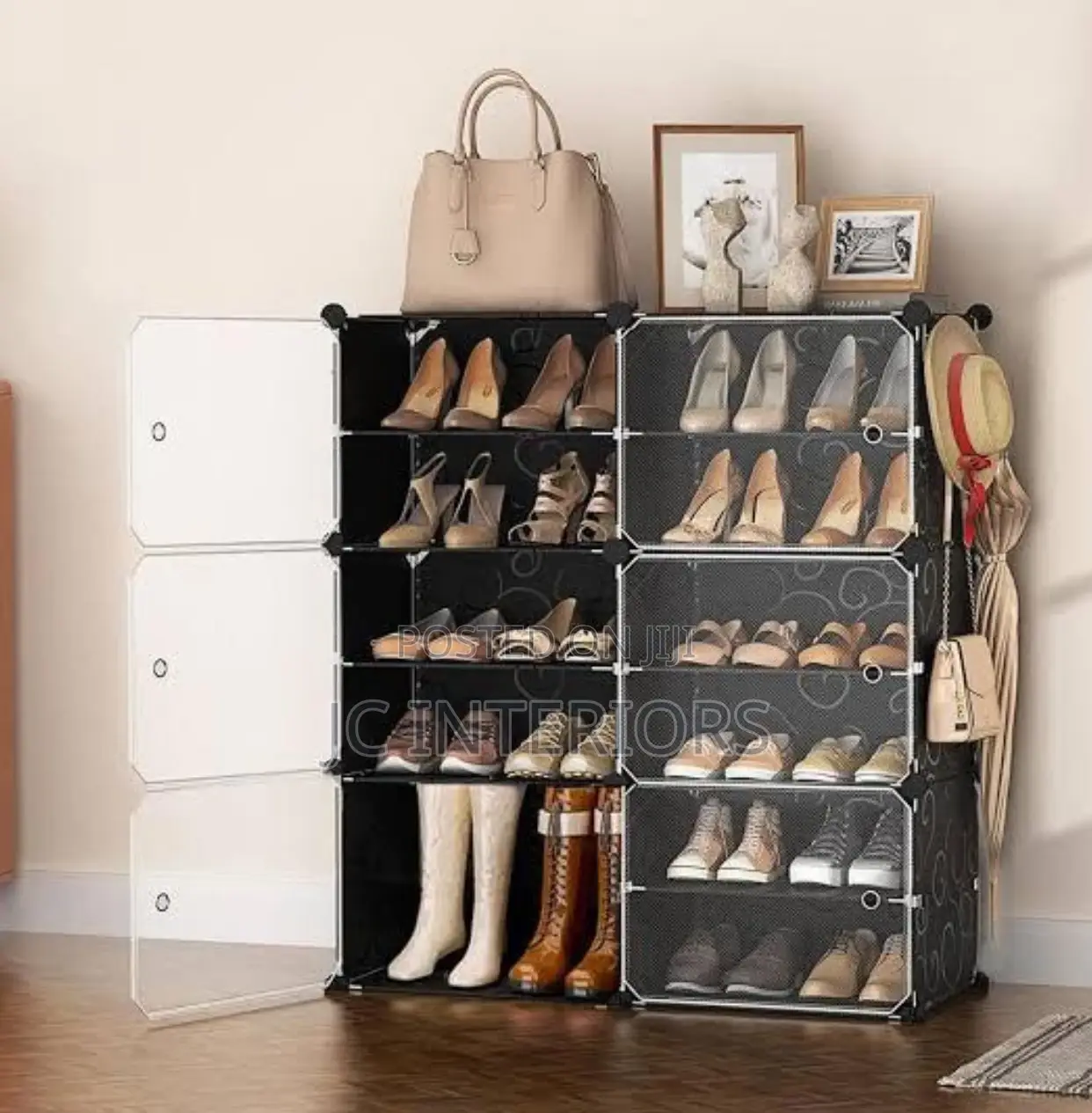 Black 6 Door Shoe Rack
