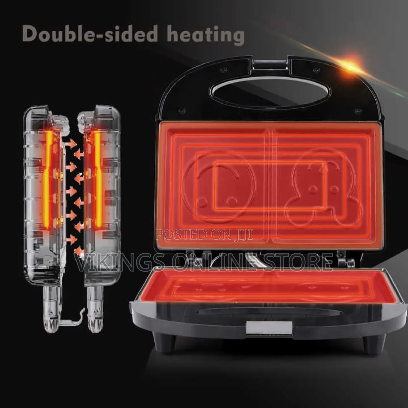 2 Slice Panini Waffle Maker Cartoon Smiley Face Pattern