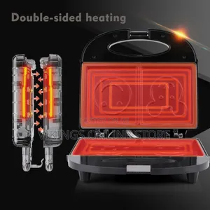 2 Slice Panini Waffle Maker Cartoon Smiley Face Pattern