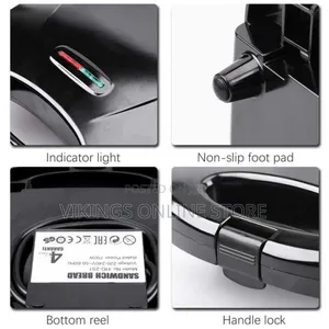 2 Slice Panini Waffle Maker Cartoon Smiley Face Pattern