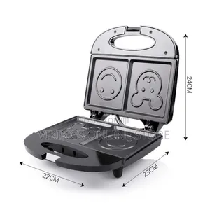 2 Slice Panini Waffle Maker Cartoon Smiley Face Pattern