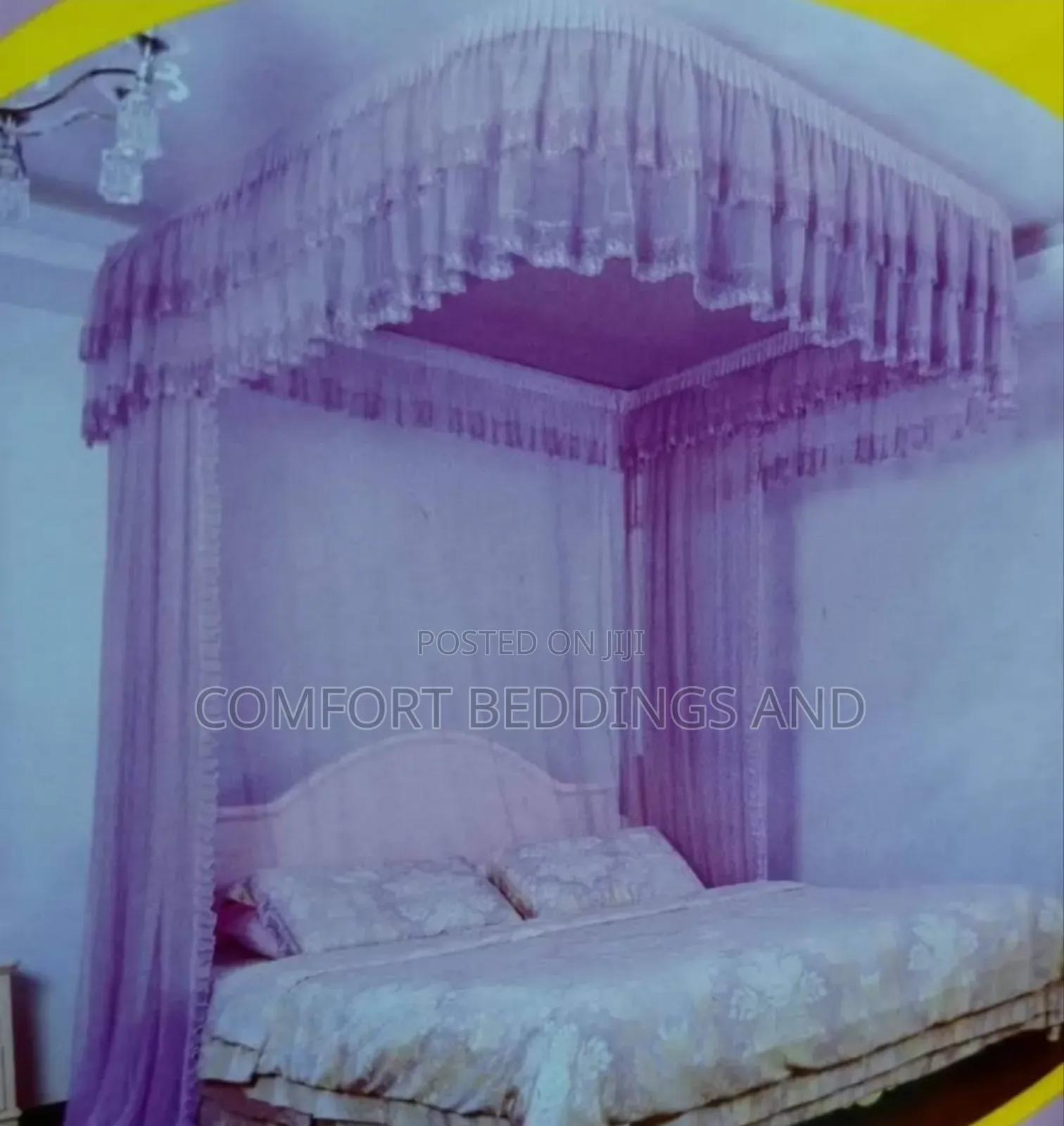 Wall Mount Mosquito Net Purple With Rails