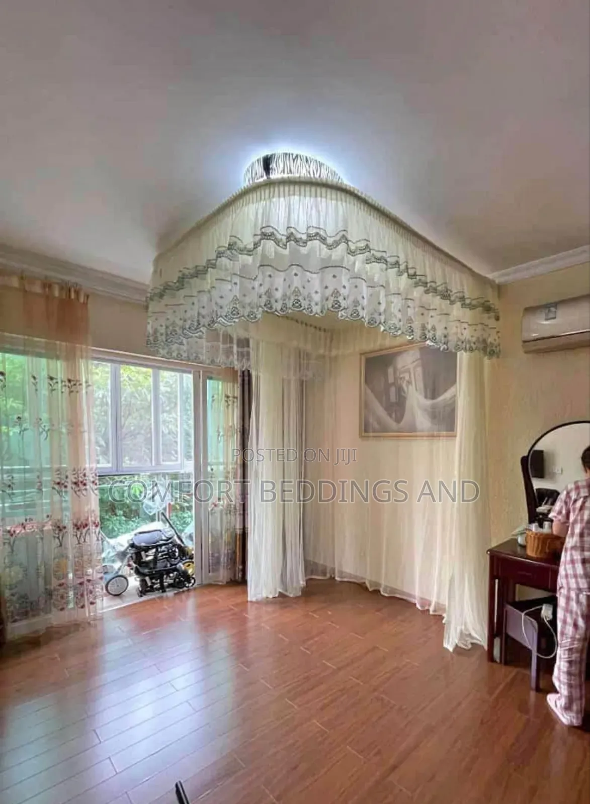 Draw String Wall Mounted Mosquito Net Cream