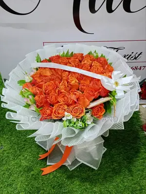 Flower Bouquet With Orange Roses