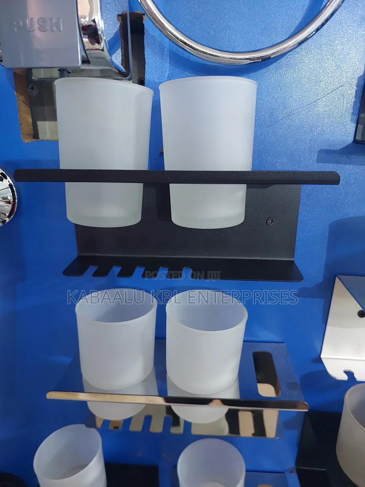 Double Toothbrush (Tumbler) Holder Black Silver