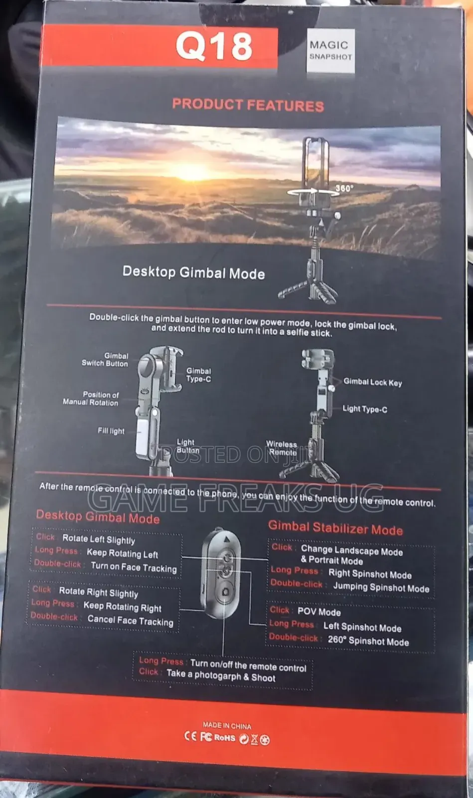 Gimbal Stabilizer Rotating Desktop Tripod