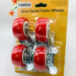 50mm 4pcs Light Duty Red Rotating Caster Wheels Set