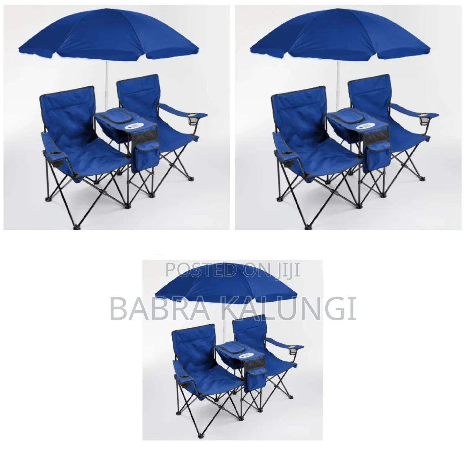 Set of 2 Camping Chairs With Umbrella