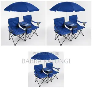 Set of 2 Camping Chairs With Umbrella
