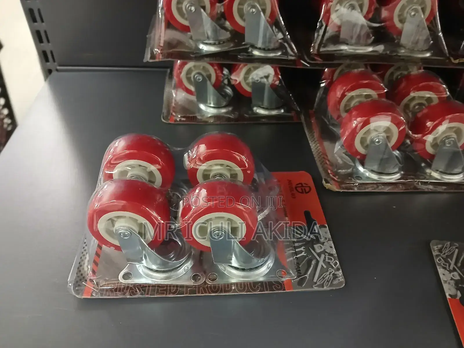 40mm 4pcs Light Duty Red Rotating Caster Wheels Kit