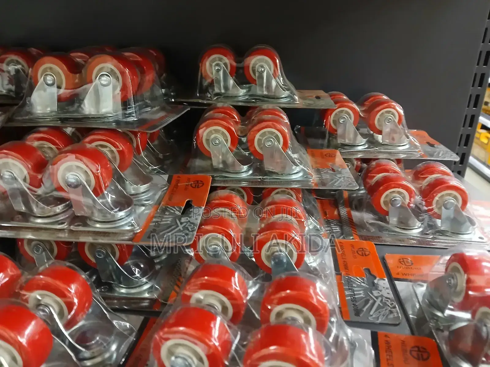 40mm 4pcs Light Duty Red Rotating Caster Wheels Kit
