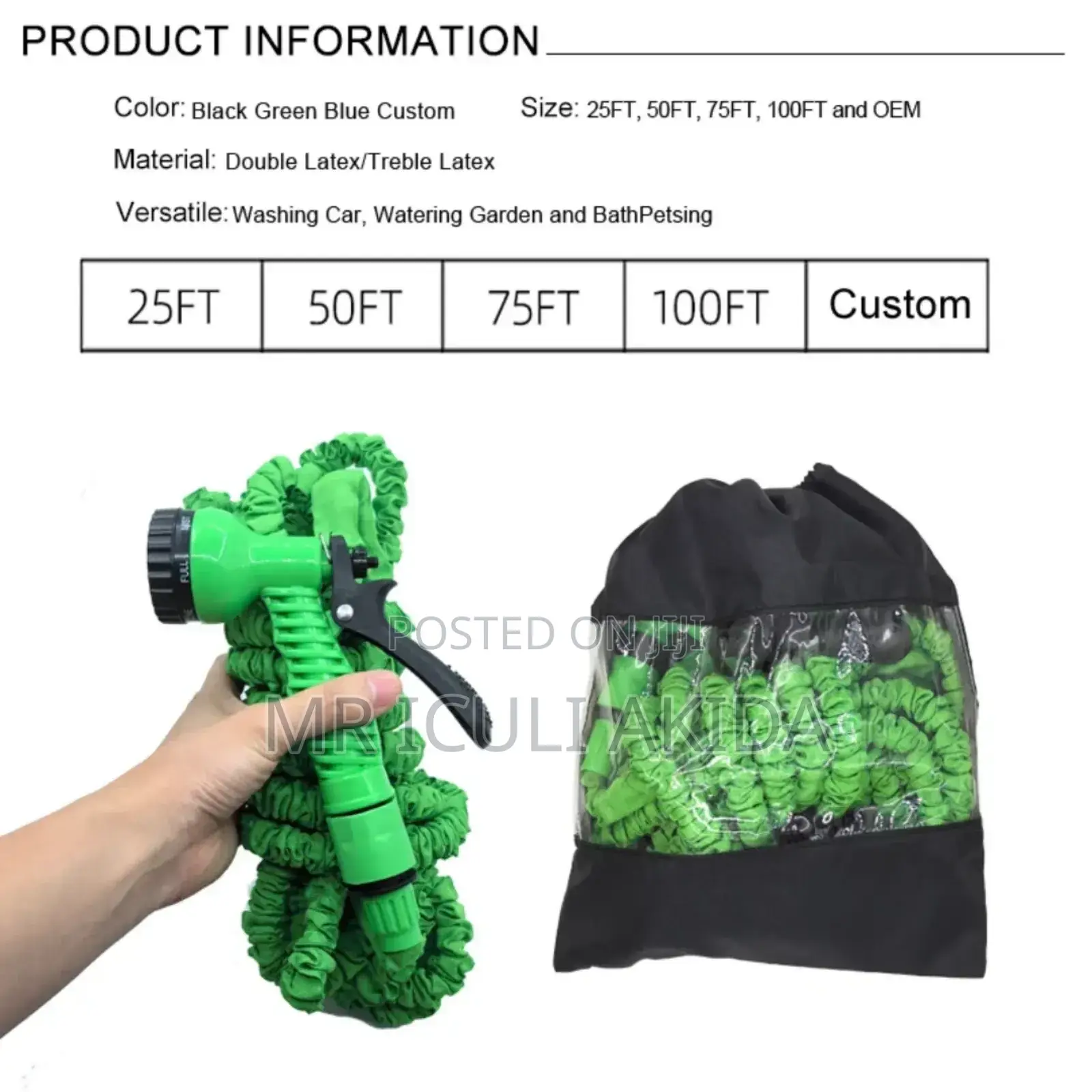 15m/50ft Expanding Watering Hose Pipe WTH Nozzle Spray Gun