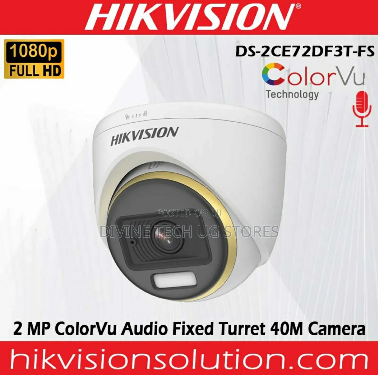 Hikvision 2mp Colorvu 20m Dome Camera Audio 1080p