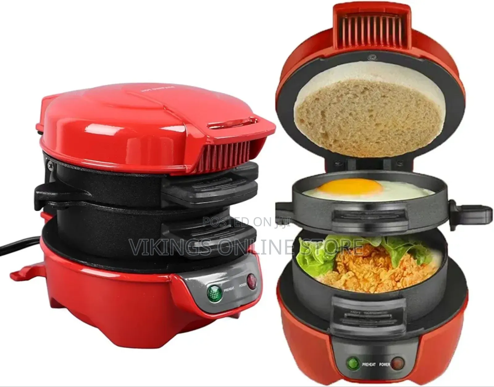 600W Breakfast Sandwich Maker With Egg Cooker Ring