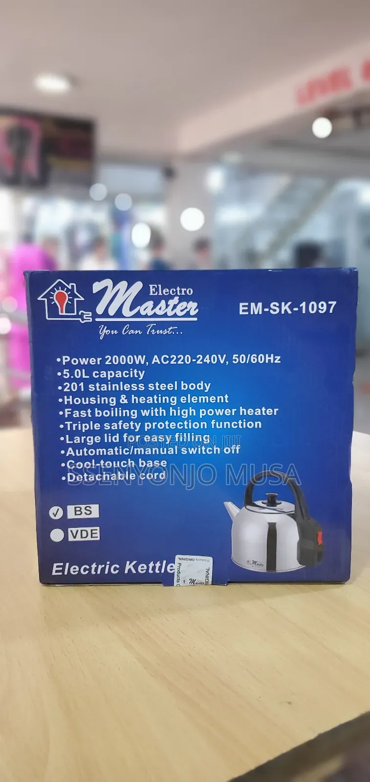Electro Master EM-SK-1097 Electric Kettle - 2000W, 5.0l-