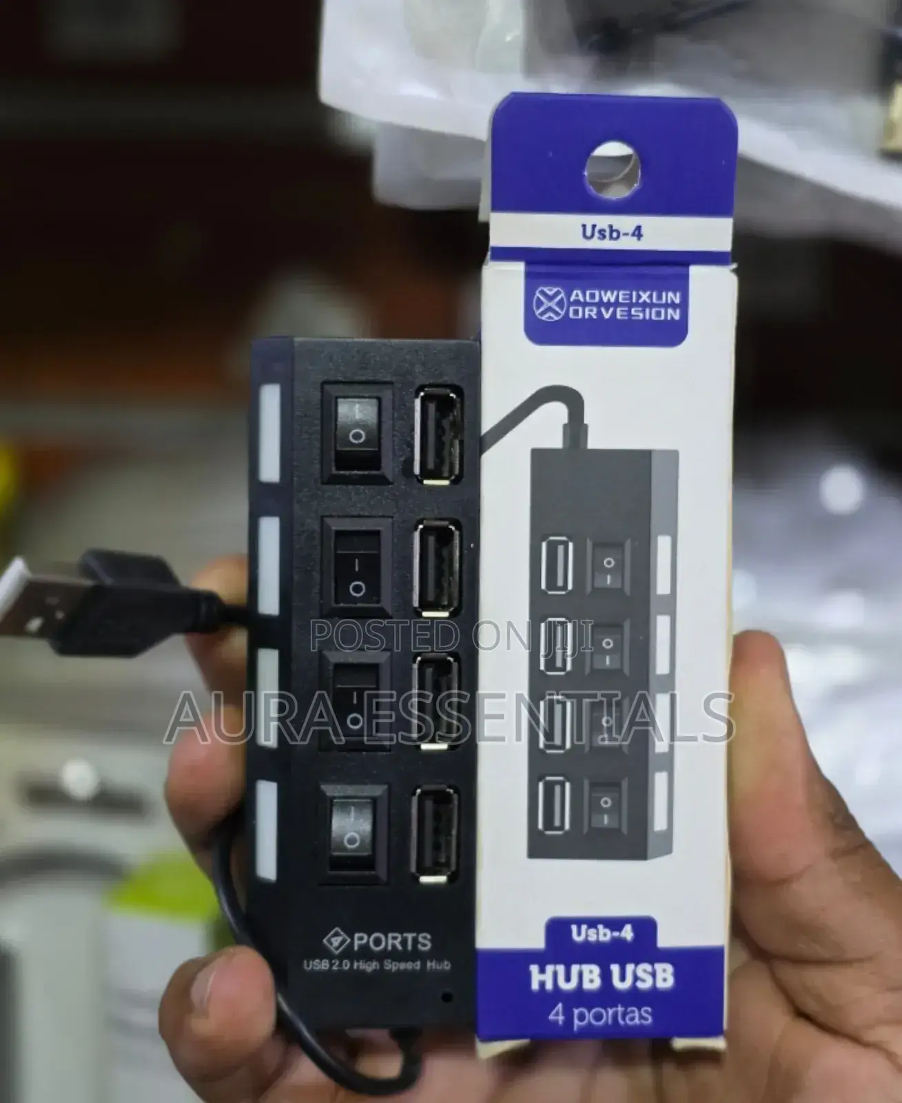 Portable 4 Ports USB Hub 2.0 USB Splitter
