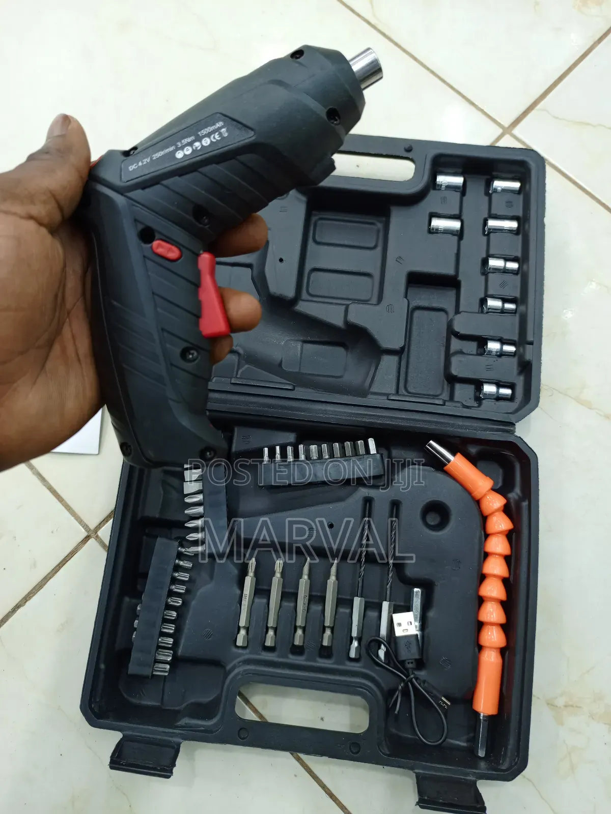 Cordless Electric Screwdriver Folding Drill Kit Set of 47pcs