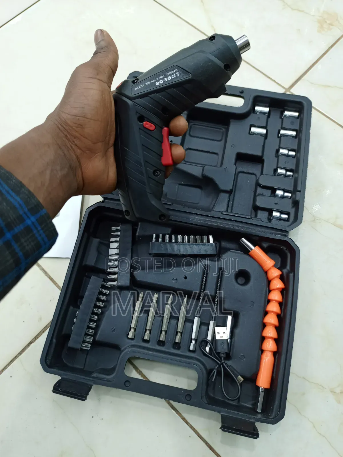 Cordless Electric Screwdriver Folding Drill Kit Set of 47pcs