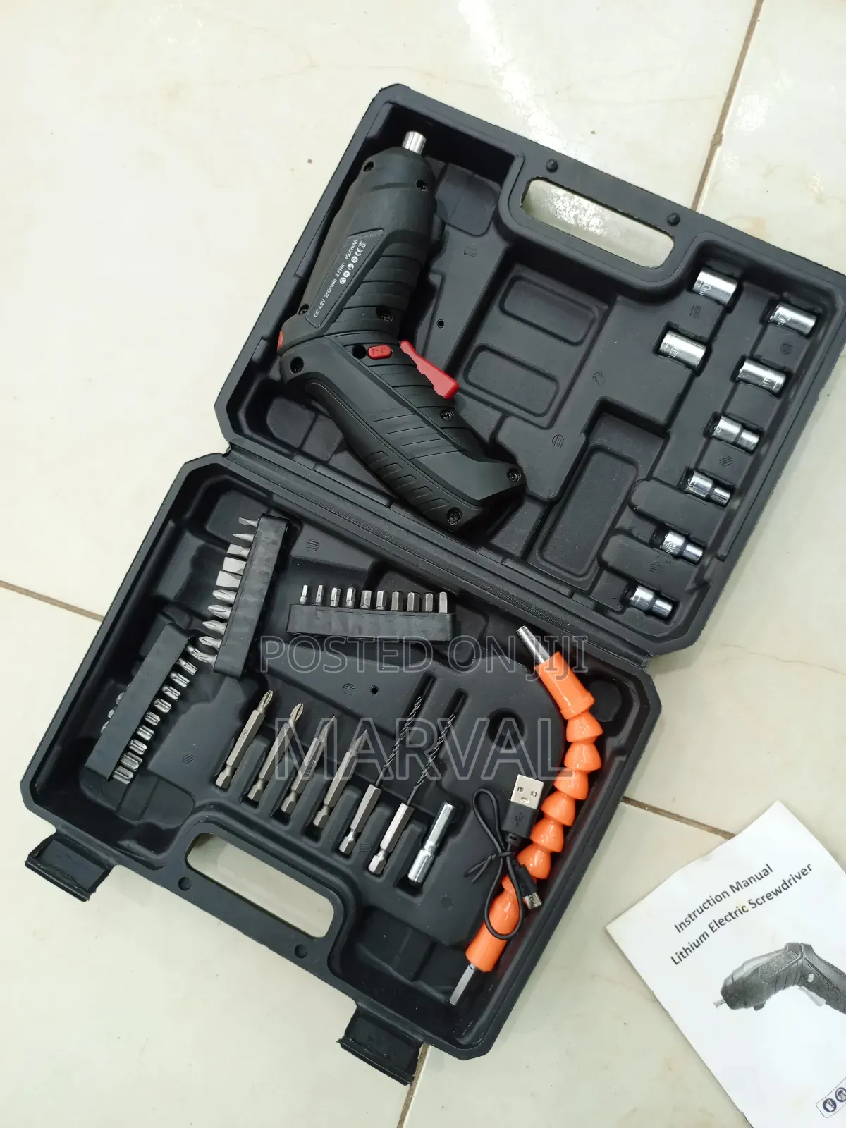Cordless Electric Screwdriver Folding Drill Kit Set of 47pcs