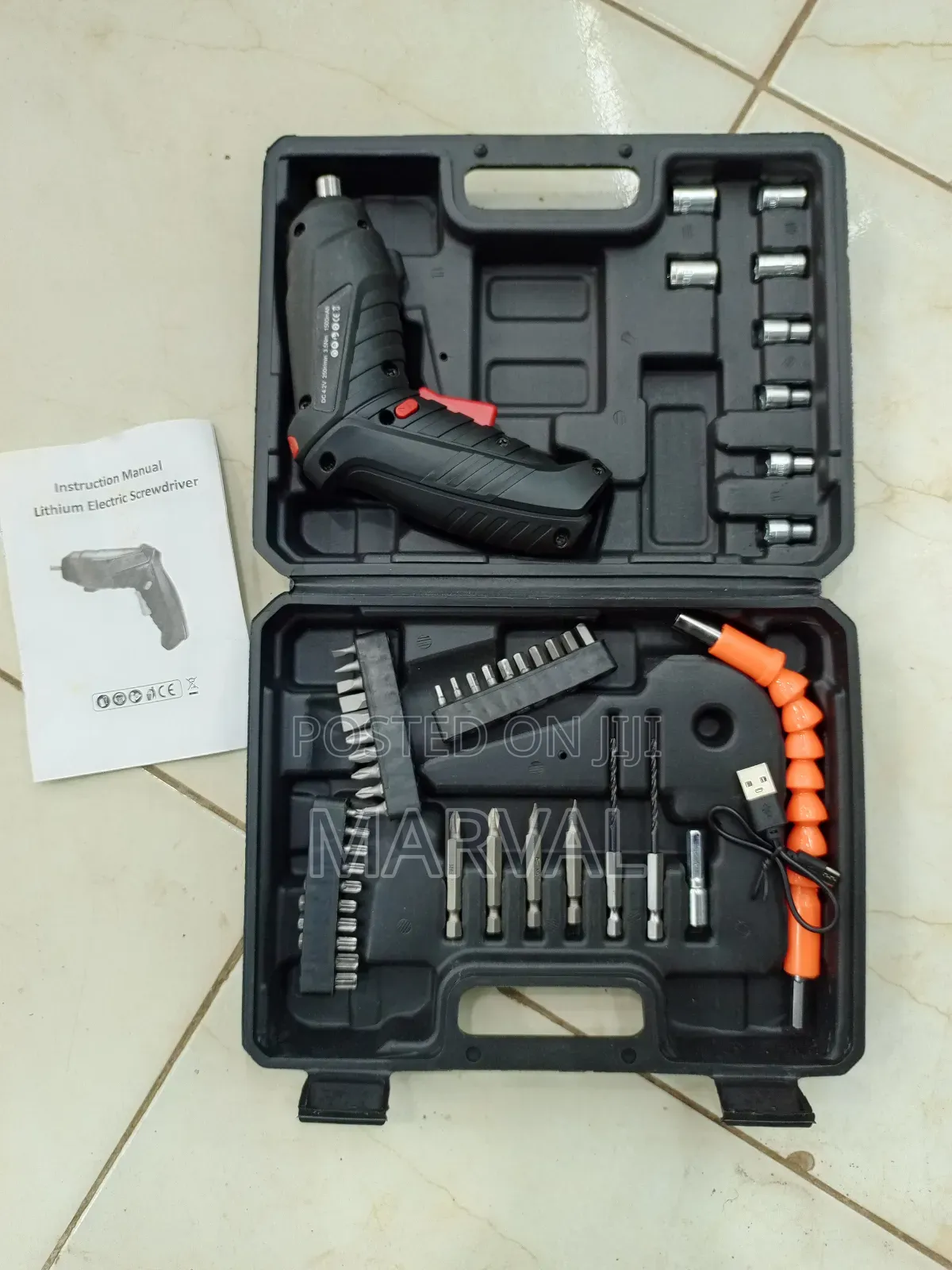 Cordless Electric Screwdriver Folding Drill Kit Set of 47pcs
