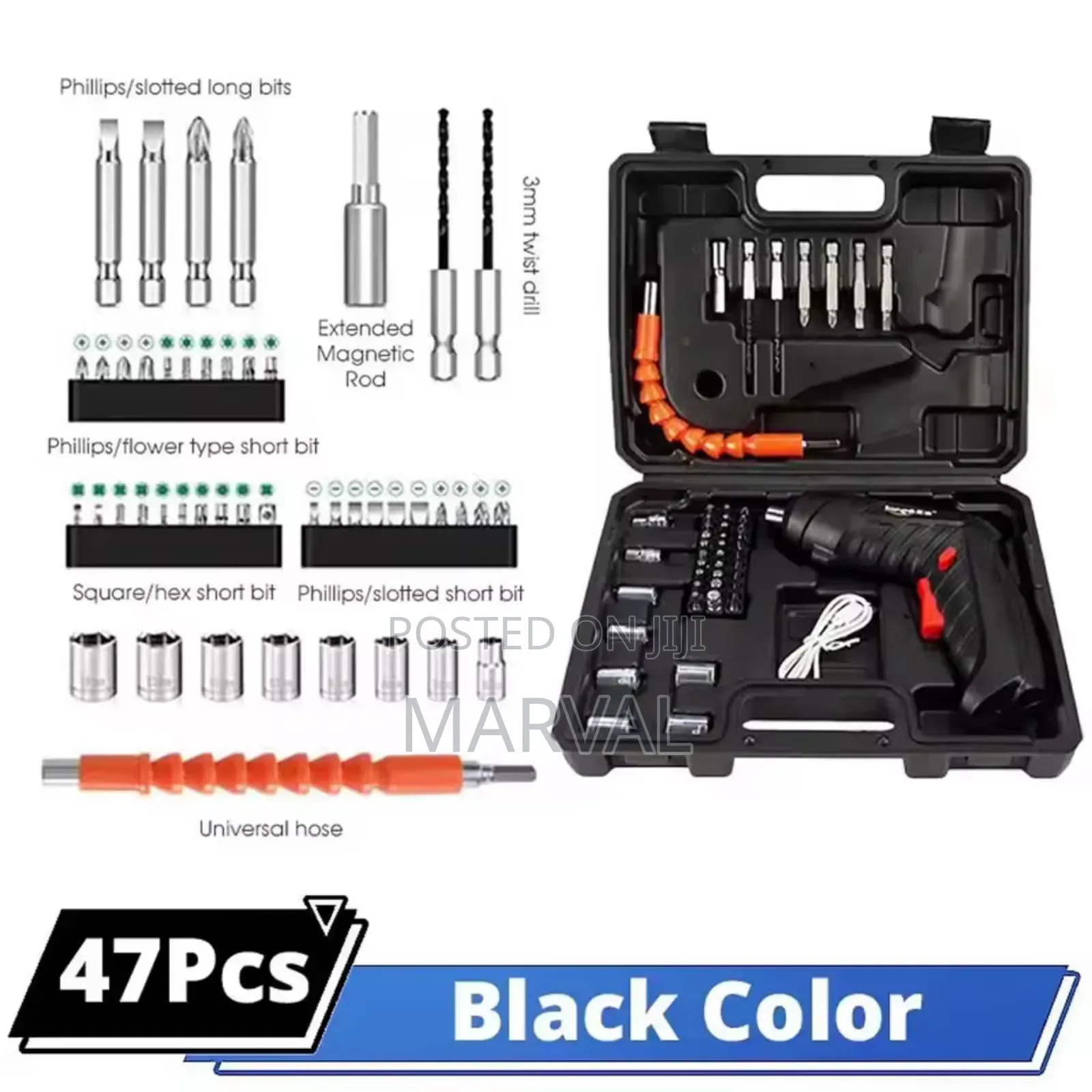 Cordless Electric Screwdriver Folding Drill Kit Set of 47pcs
