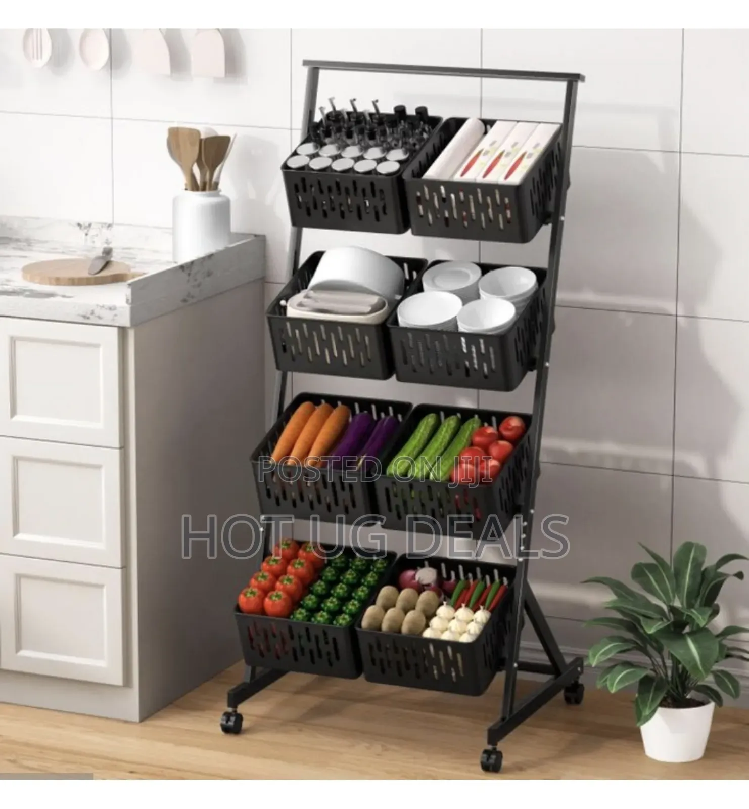 4-Tier Kitchen Fruit Vegetable Storage Organizer With Wheels