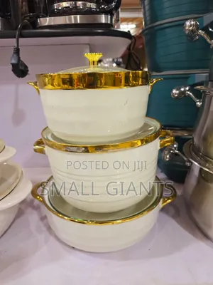 3 Pieces Ceramic Gold Line Serving Dish Set