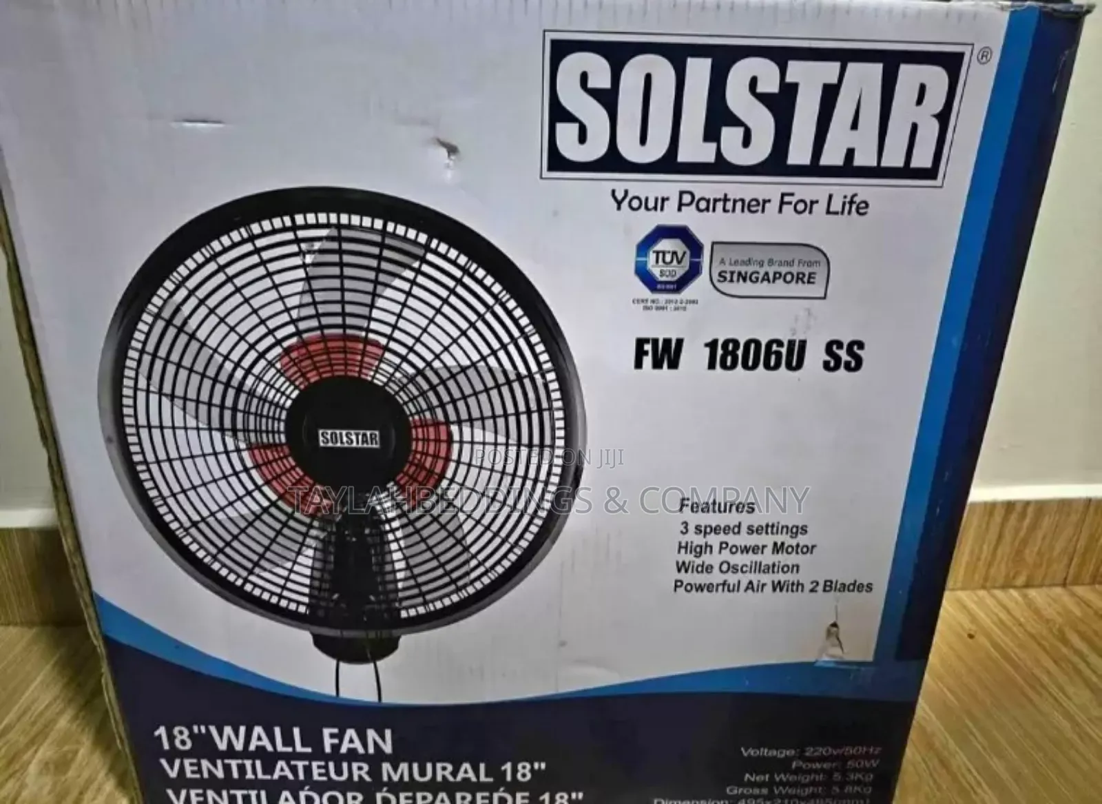 Solstar 18 Inch Plastic Blade Wall Fan