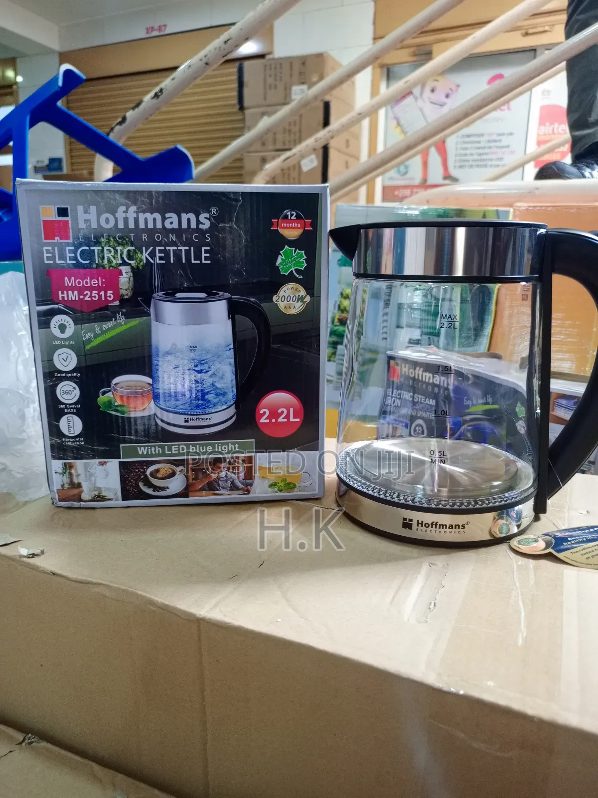 Hoffmans 2.2L Glass Electric Kettle