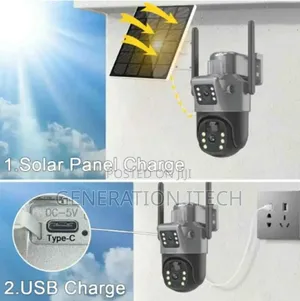 4g Dual Lens Solar Ip Camera- 8mp- PTZ Lens- With Motion
