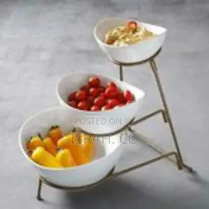 3 Tier Serving Bowls, Dishes With Gold Stand.