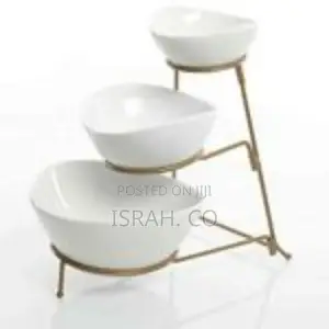 3 Tier Serving Bowls, Dishes With Gold Stand.