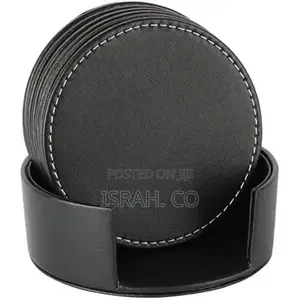 7 Piece Leather Drink Coasters Round Cup Mat Pad for Home