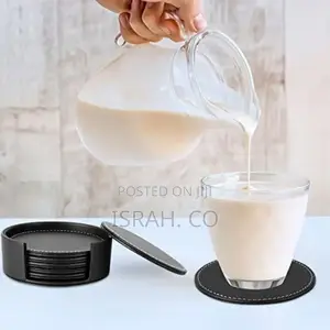 7 Piece Leather Drink Coasters Round Cup Mat Pad for Home