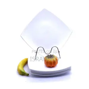 6 Pieces of Square Curved Snow Dinner Plates - White