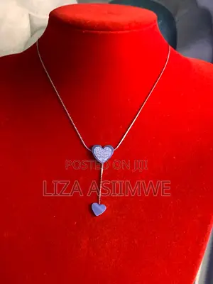 Silver Double Heart Charm Drop Necklace