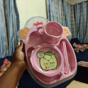 Melamin Toddler Plate and Utensil Set - Pink