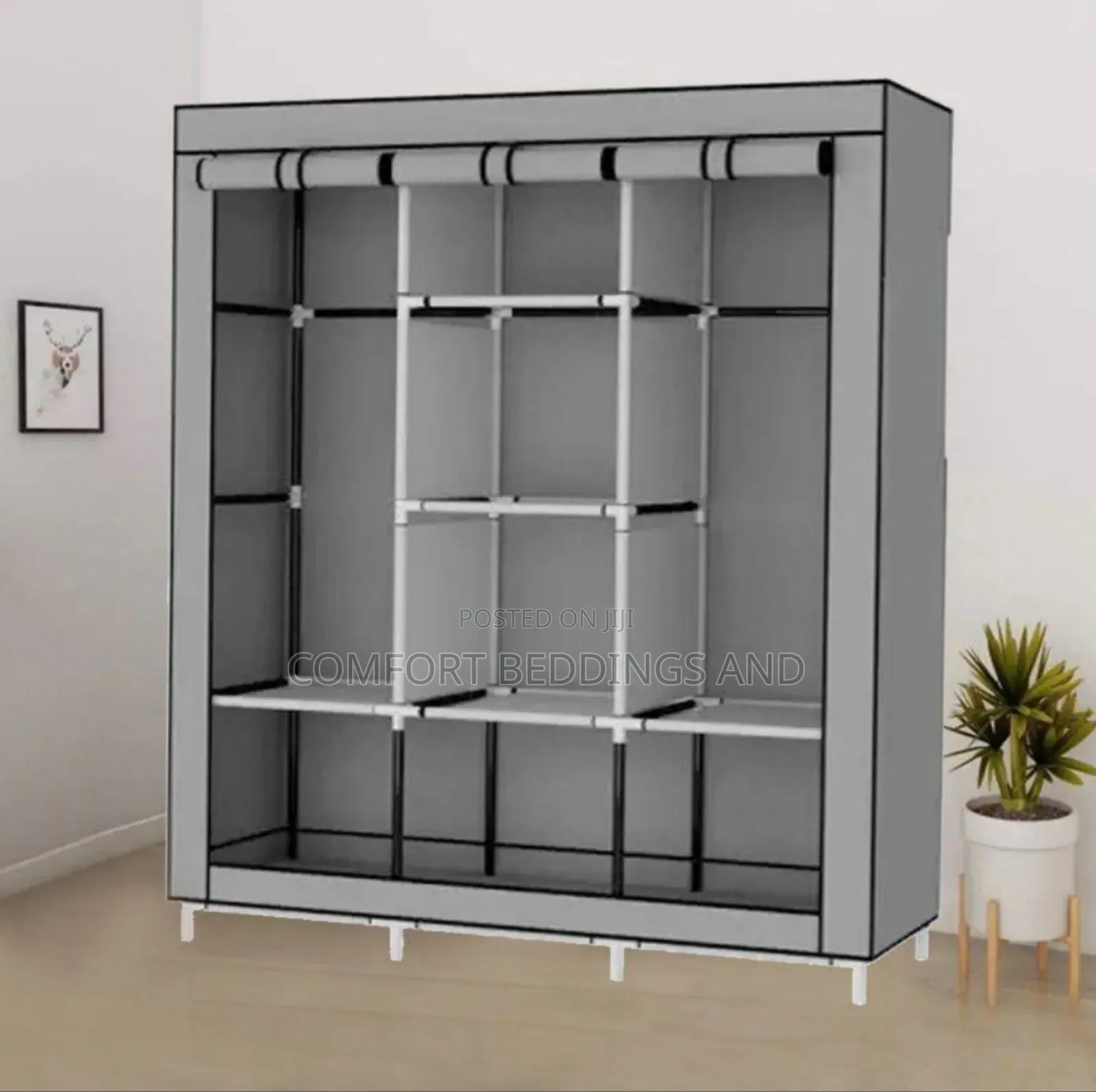Three Column Metallic Closet Gray