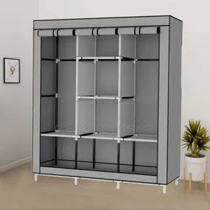 Three Column Metallic Closet Gray
